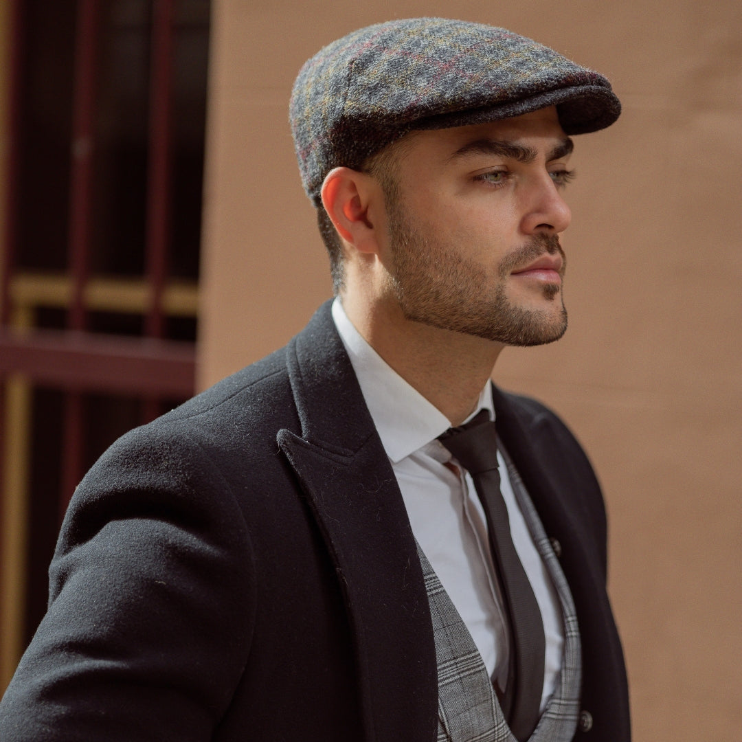 Wool Plaid Italian Flat Cap-IT226