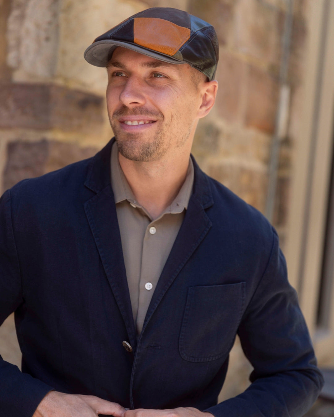 Patch Leather Flat Cap-IT204