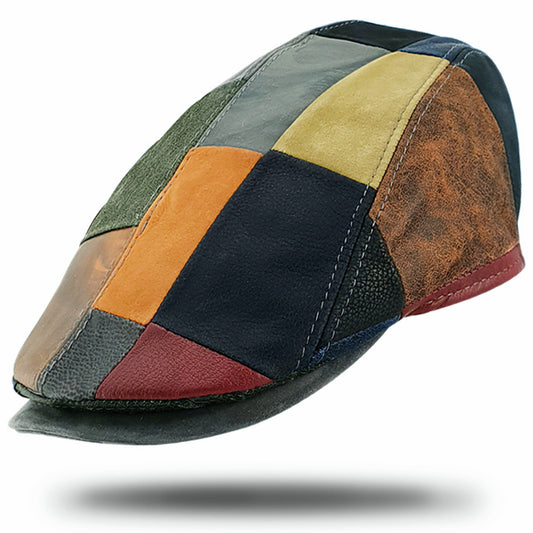 Italian Patch Leather Flat Cap-IT204
