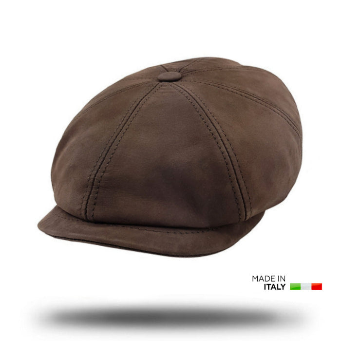 Italian Leather Newsboy Cap-IT213