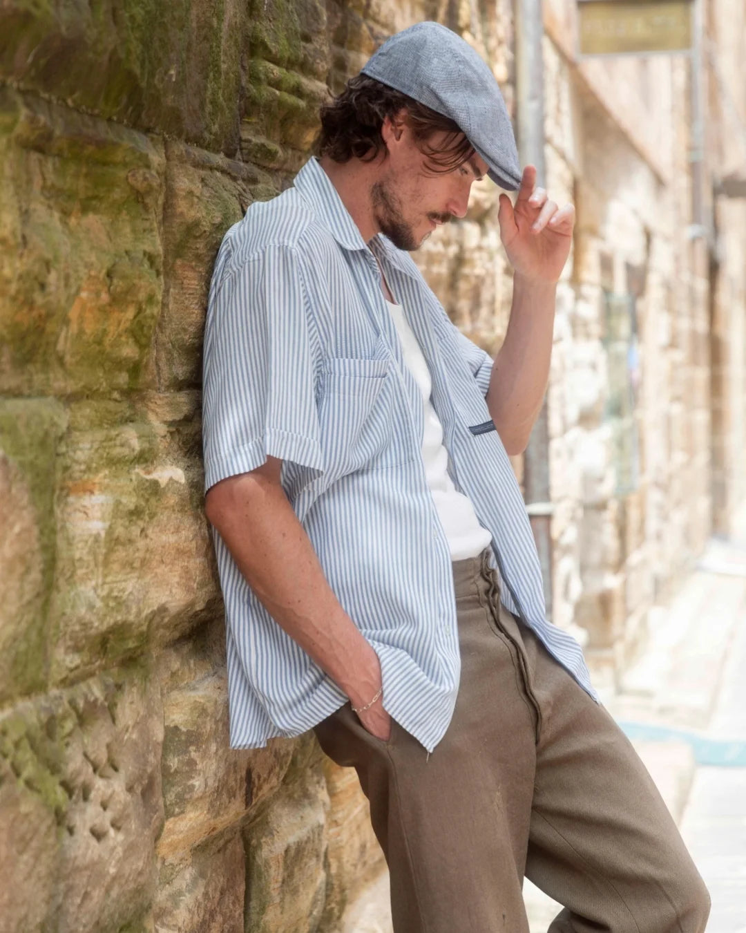 Linen Blend Flat Cap-IT215