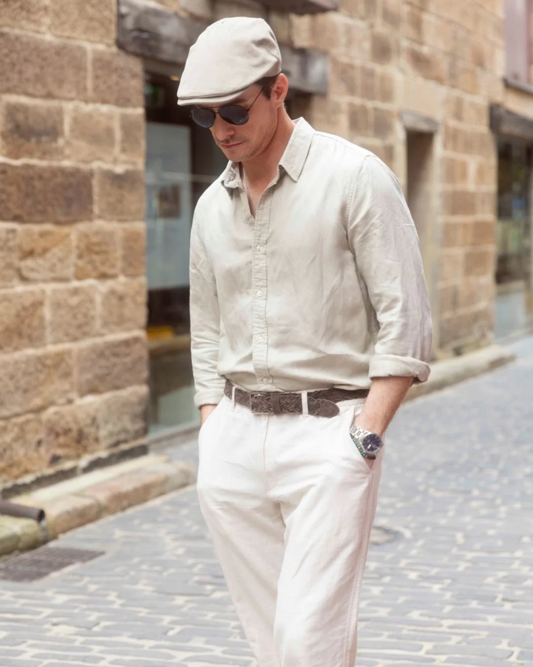 Linen Blend Flat Cap-IT215