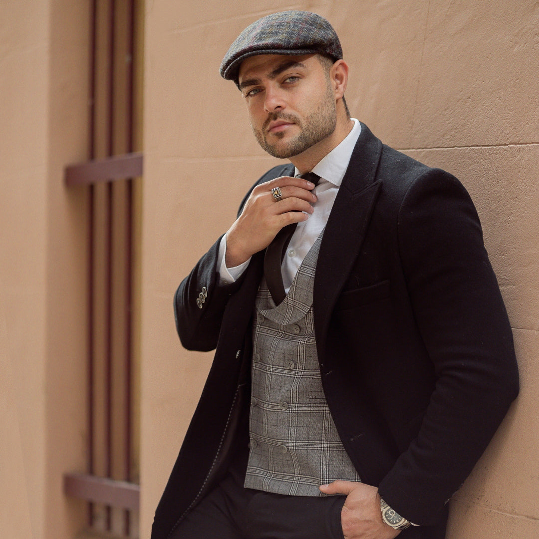 Wool Plaid Italian Flat Cap-IT226