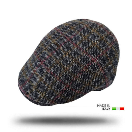 Wool Plaid Italian Flat Cap-IT226