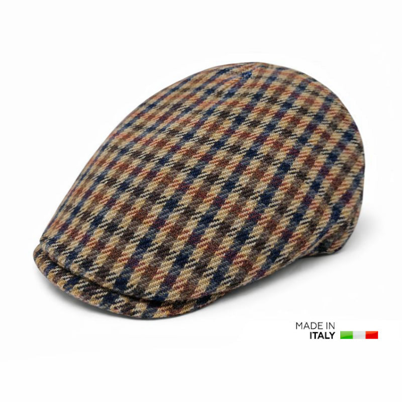 Houndstooth Check Flat Cap-IT238