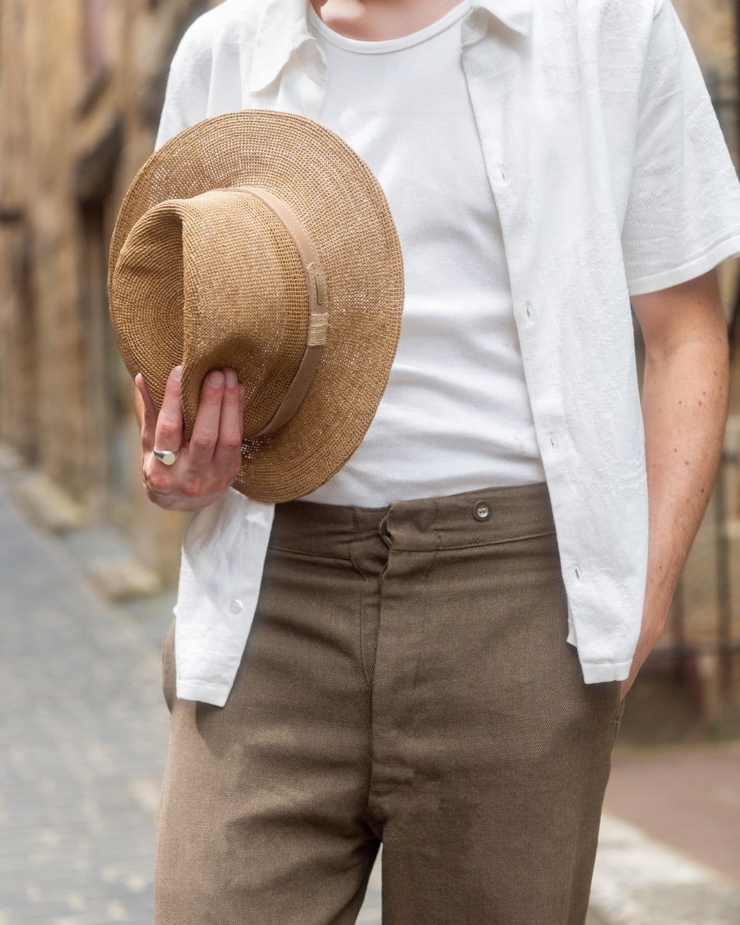 Crocheted Raffia Fedora-SD033