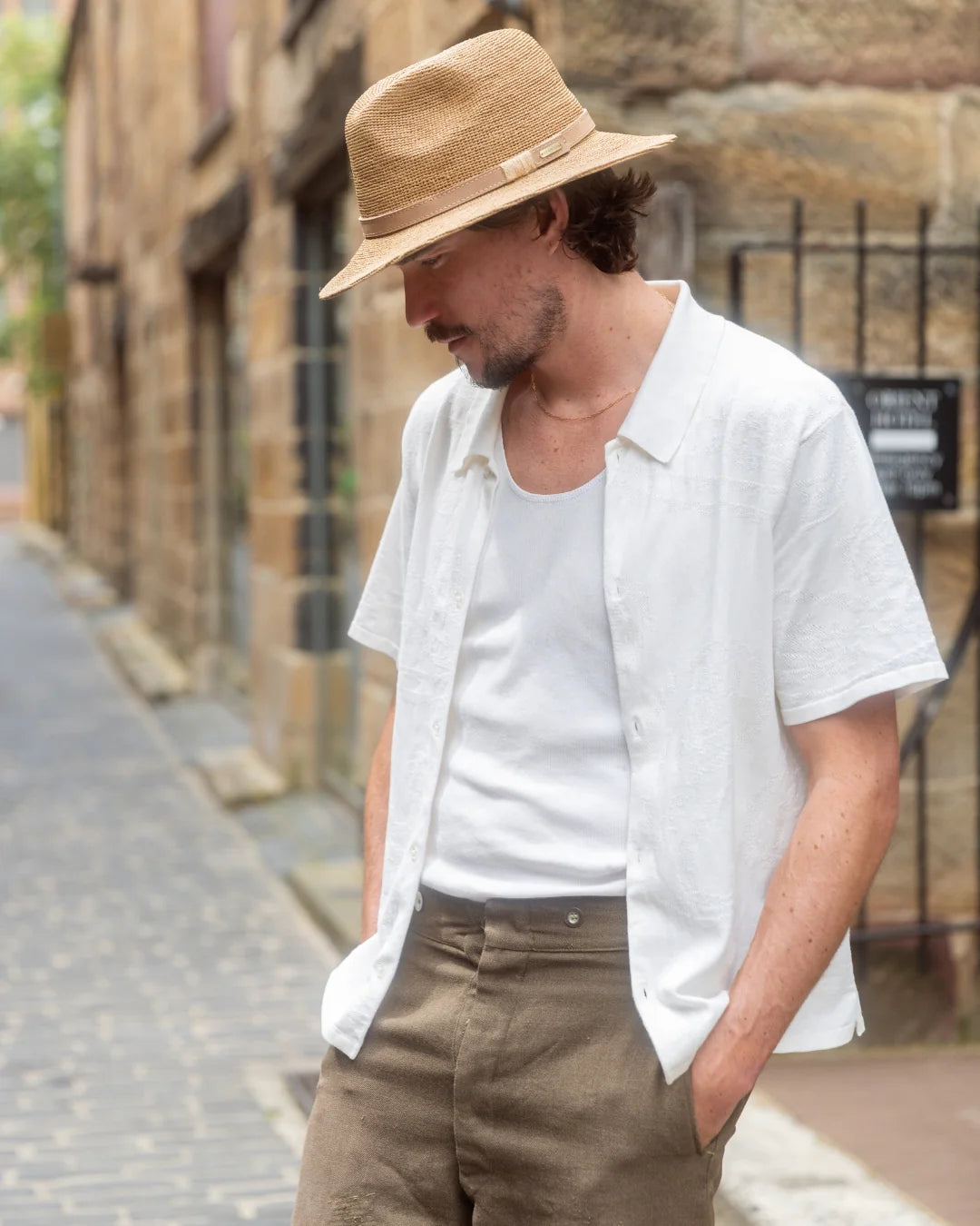 Super Fine Crocheted Raffia Fedora-SD033
