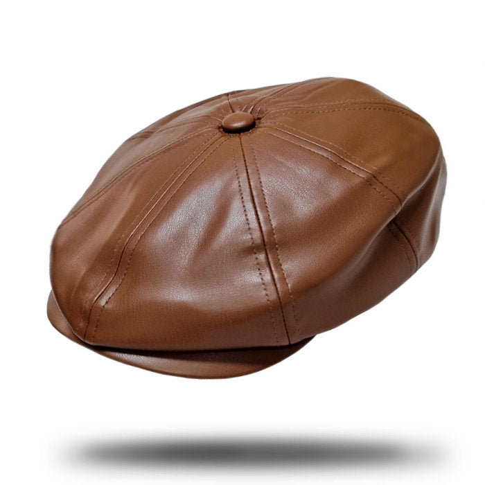 PU Leather Newsboy Cap-SY366