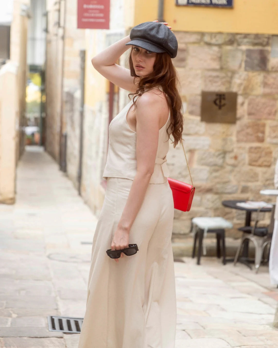 Women's Pinstripe Newsboy Cap-SY380