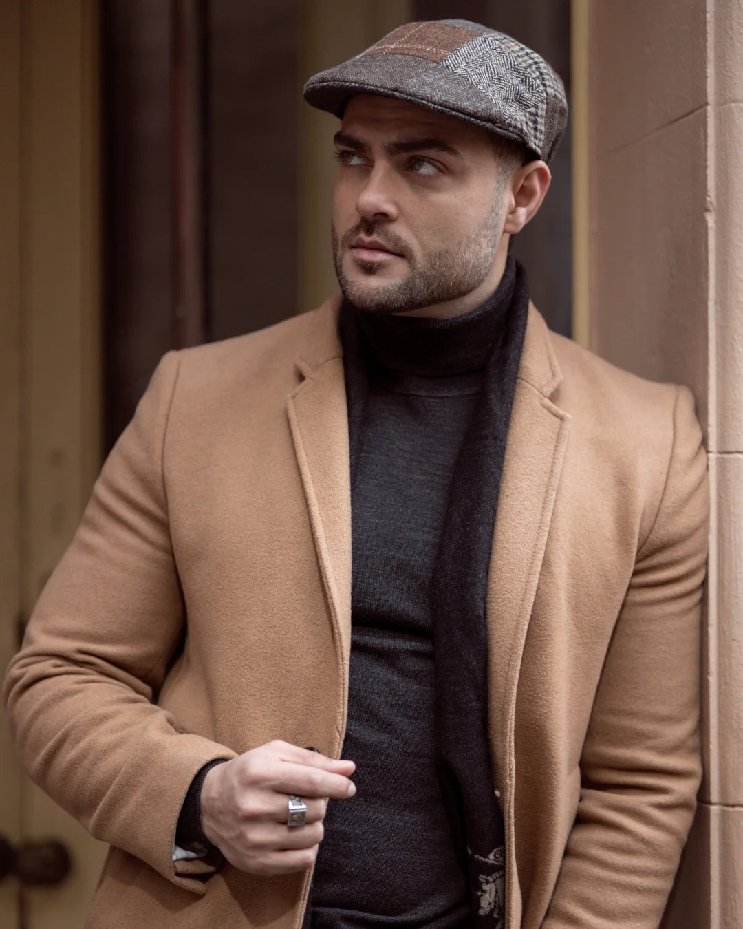 Wool Blend Patch Flat Cap-SY804